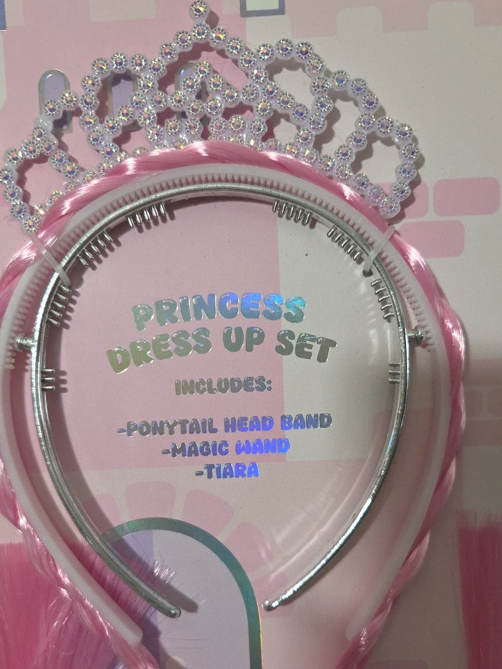 Danbar- Princess Dress Up Set - Pink Tiara, Wand & Hair Accessories